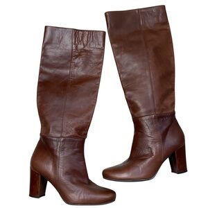 Boden Vintage Brown Leather Knee-High Boots 37 US 6